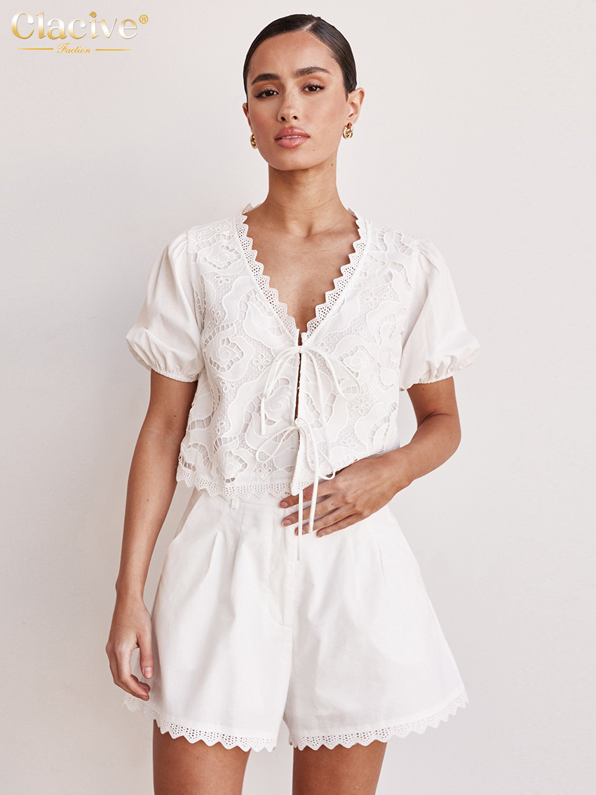 Streetwear Brand Shorts - Clacive Sexy Loose White Cotton 2