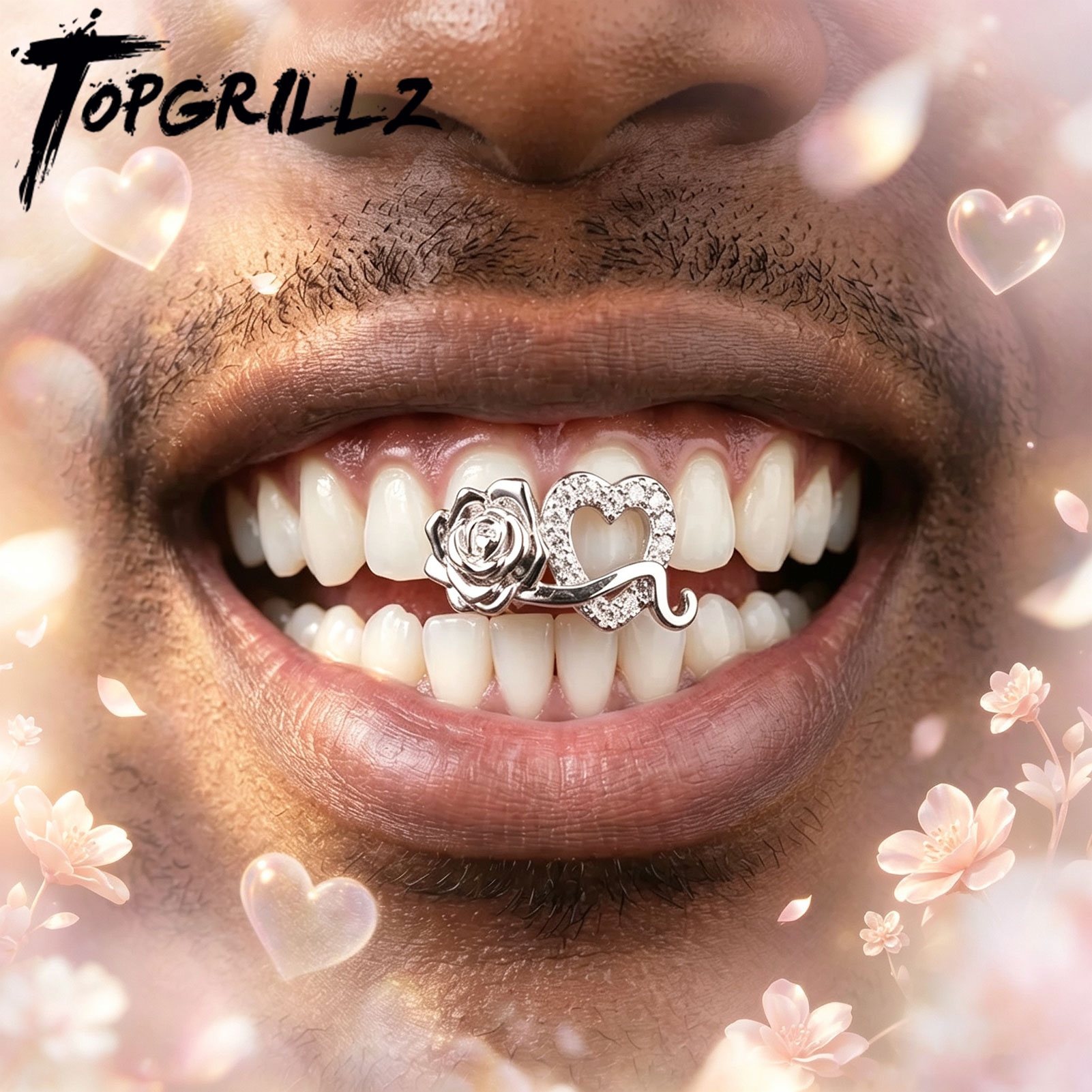Streetwear Brand Hats - TOPGRILLZ Romantic Zircon Double Hollow Heart