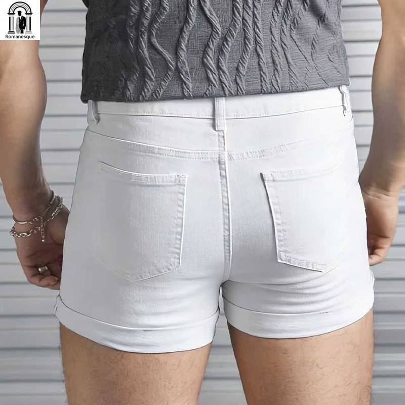 Men's Sexy Slim Fit White Deni - Streetwear Brand Shorts recension och pris