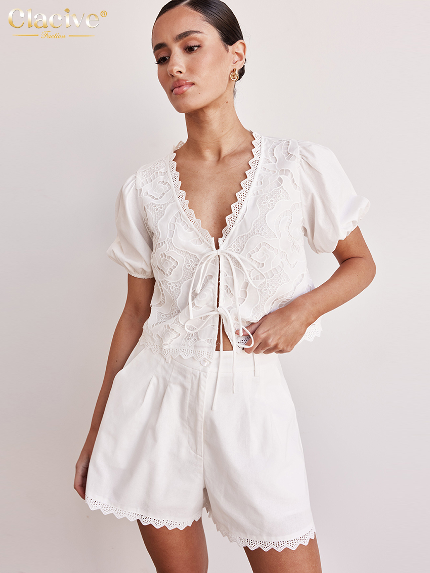 Clacive Sexy Loose White Cotto - Streetwear Brand Shorts recension och pris
