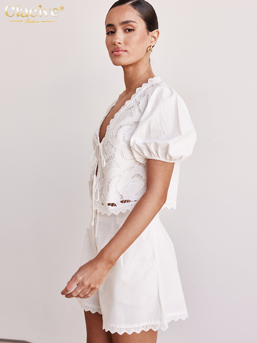 Clacive Sexy Loose White Cotto - Streetwear Brand Shorts recension och pris