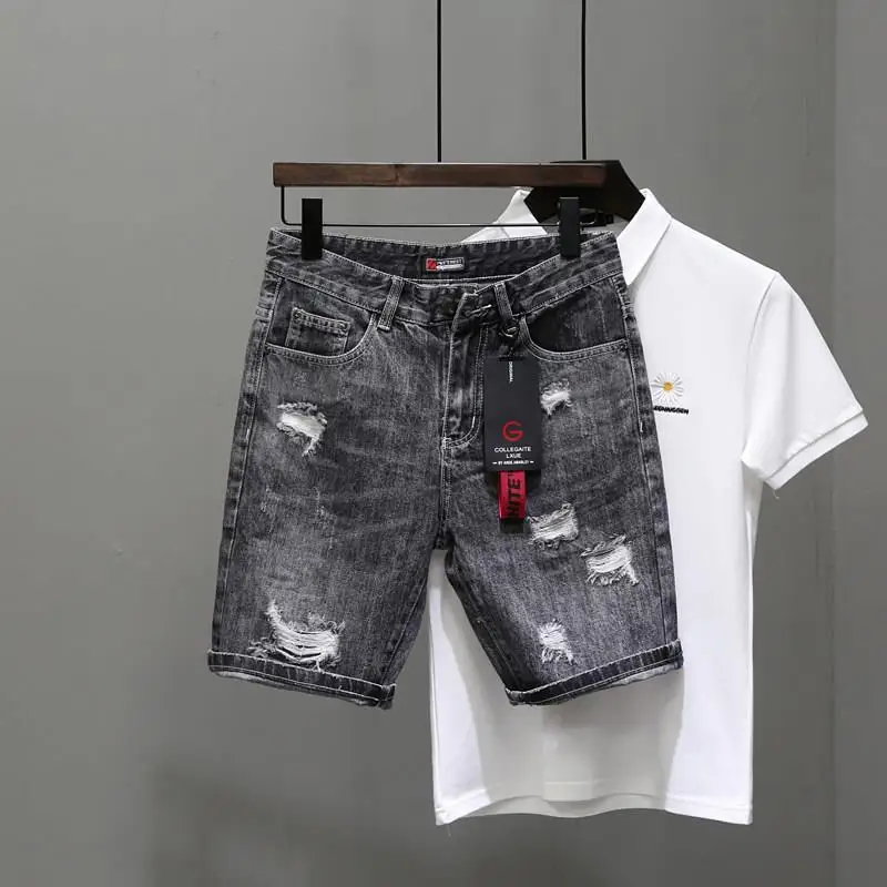 Men's Short Jeans Pants Black  - Streetwear Brand Shorts recension och pris